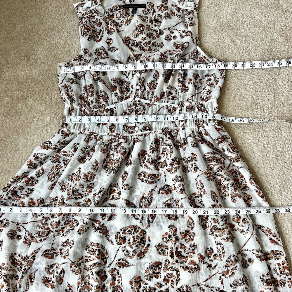 WHITE HOUSE BLACK MARKET Sleeveless Floral Ruched Lightweight Dress—SZ. Large - Picture 11 of 14